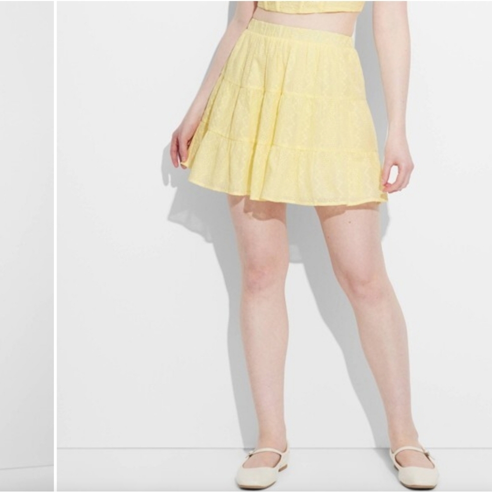 Women's Tiered Eyelet Mini Skirt - Wild Fable Yellow XXL